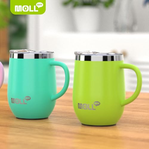 Tumbler with Lid and Straw-12 oz Stainless Steel Double Wall Vacuum Insulated Tumbler Cup with Handle (Canyon Red-Sky Blue)