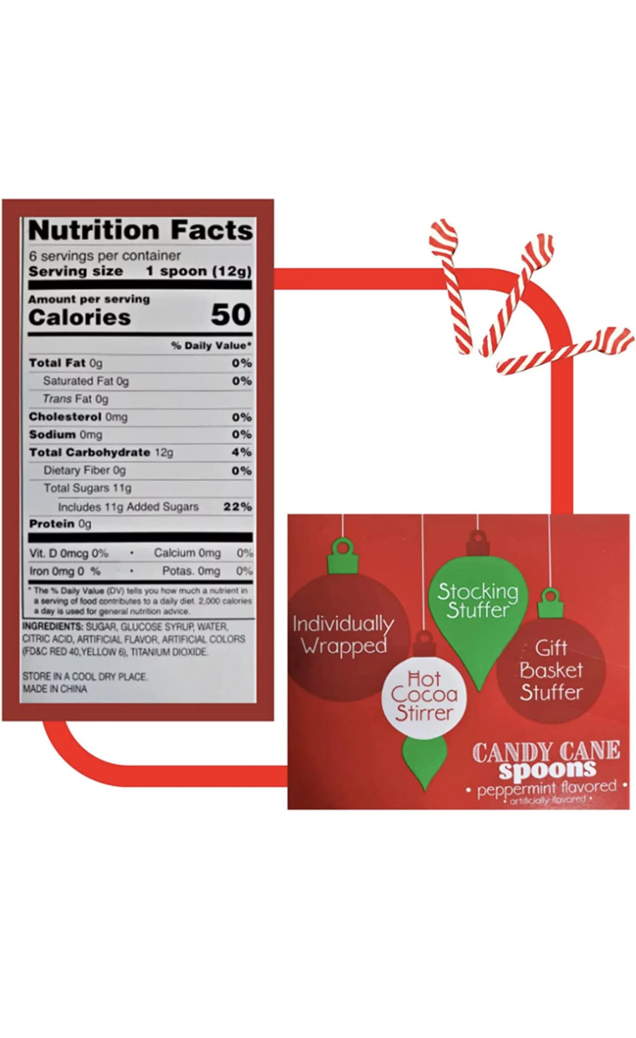 Candyrific | (Edible Spoons) |Candy Canes Peppermint Spoons | Best Stirring Hot Chocolate Cocoa Tea Coffee | Christmas Stocking Stuffers | 5 Pack - Free Sameday Shippers Fun Sticker