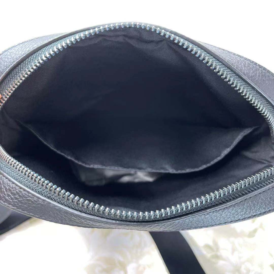 Coach Mens (4011) Houston Black Refined Pebbled Leather Medium Flight Crossbody Bag