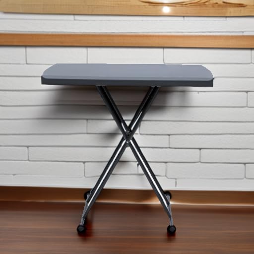 Iceberg IndestrucTable Too 1200 Series, Personal Folding Table, Charcoal, 20” W x 30” & Furinno Just 3-Tier Turn-N-Tube End Table, 1-Pack, White/White