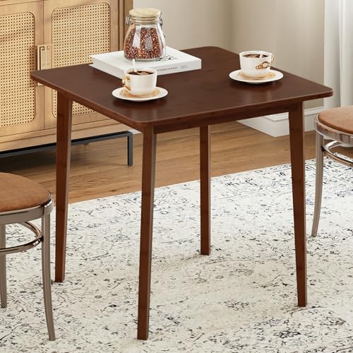 HOOBRO Bamboo Dining Table, Square Dining Table for 2, 27.6