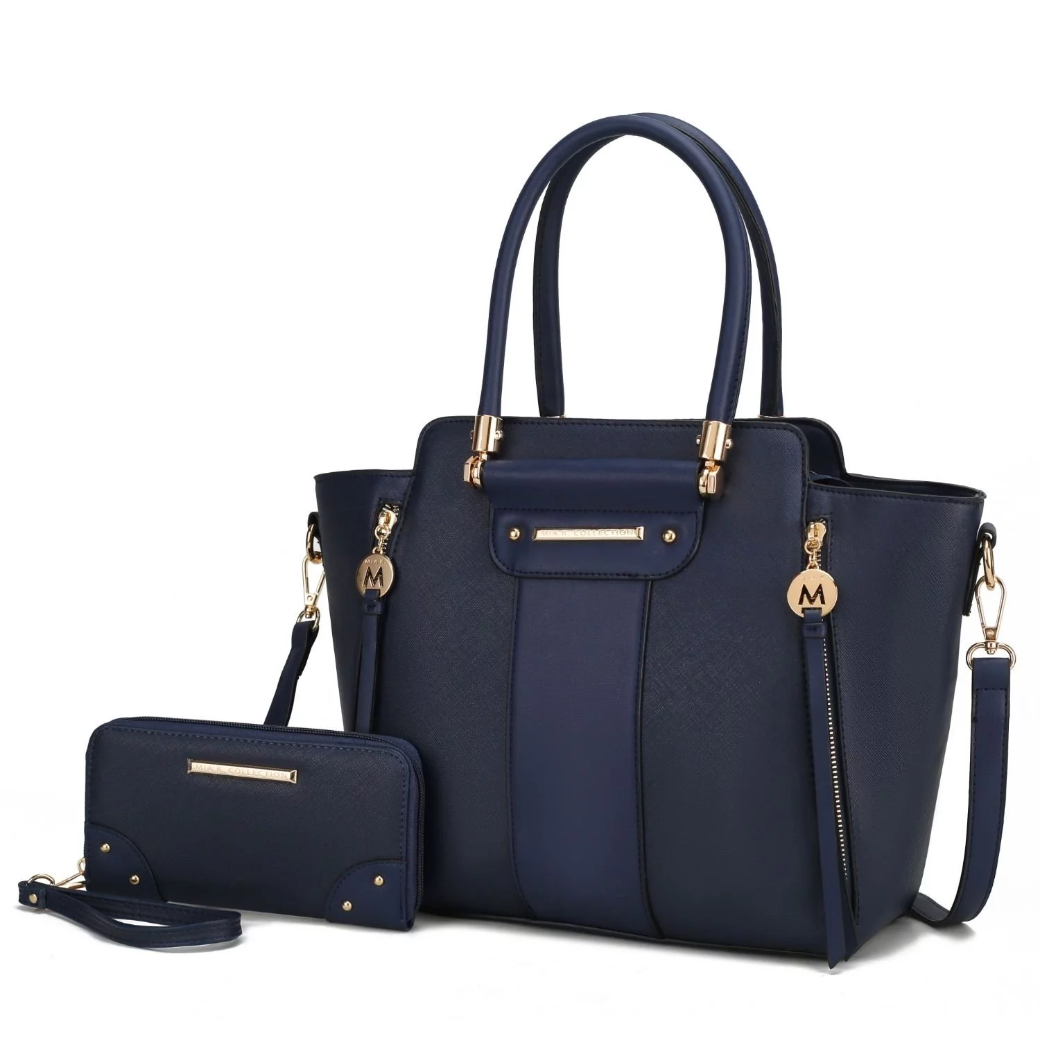 MKF Collection Eliana Women's Vegan Leather Tote Bag & Wallet 2-Piece Set by Mia K. - Navy