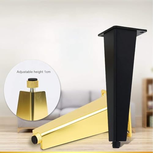 4 Piece Adjustable Furniture Feet, DIY Metal Cabinet Feet, Wardrobe Feet Bed Feet Sofa Feet Table Feet, Aluminium with Screws (Gold 30cm)(Gold,30cm)