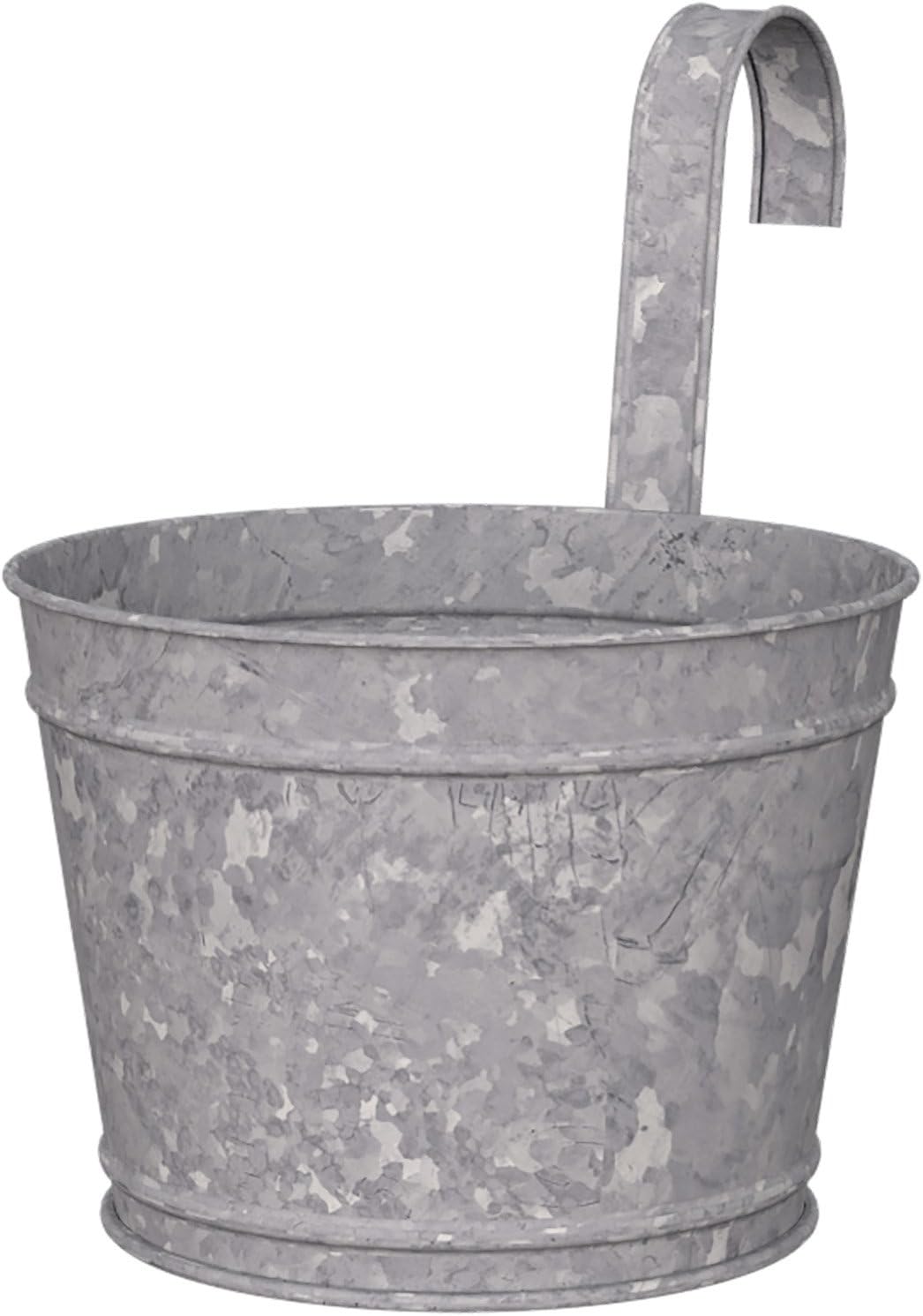 Panacea 83230 8 inch Dia. Over-The-Rail Planter, Aged Galvanized Finish