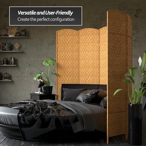 Red Lantern 7 ft. Tall Diamond Weave Dark Beige-6 Panels Room Divider