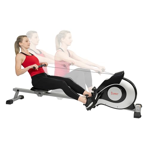 Sunny Health & Fitness Magnetic Rowing Machine Rower with 8-Level Resistance, 53.4