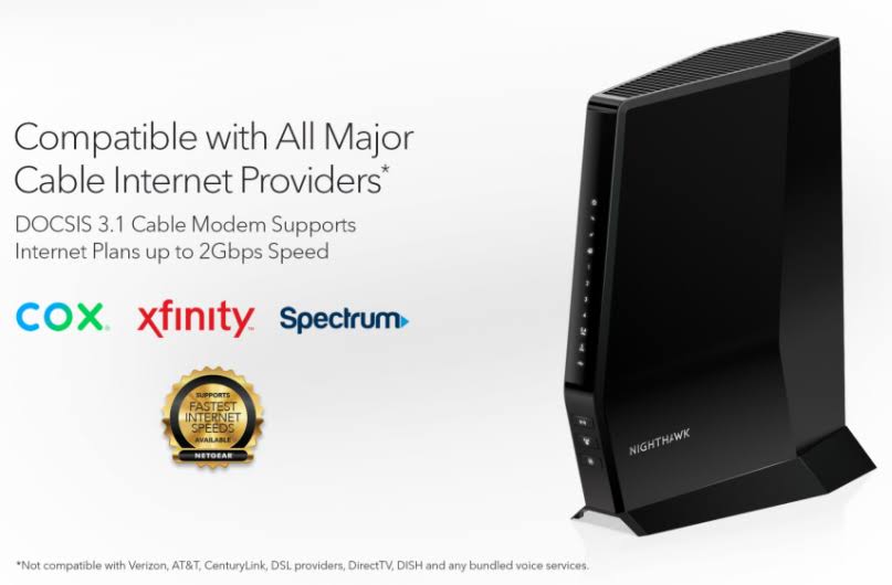 Netgear Nighthawk AX2700 WiFi6 Cable Modem Router, Docsis 3.1