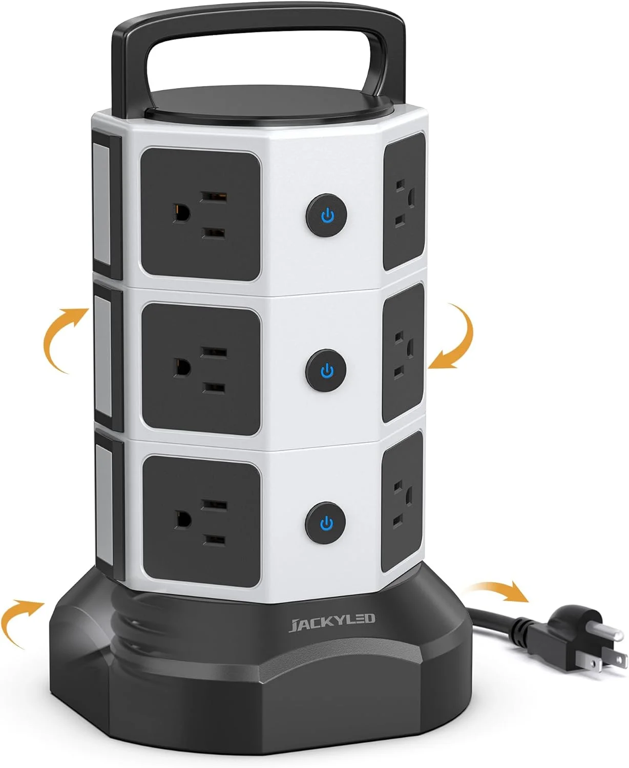 JACKYLED Power Strip Tower Surge Protector 12 AC Outlets 6 USB Ports 6.5ft Extension Cord