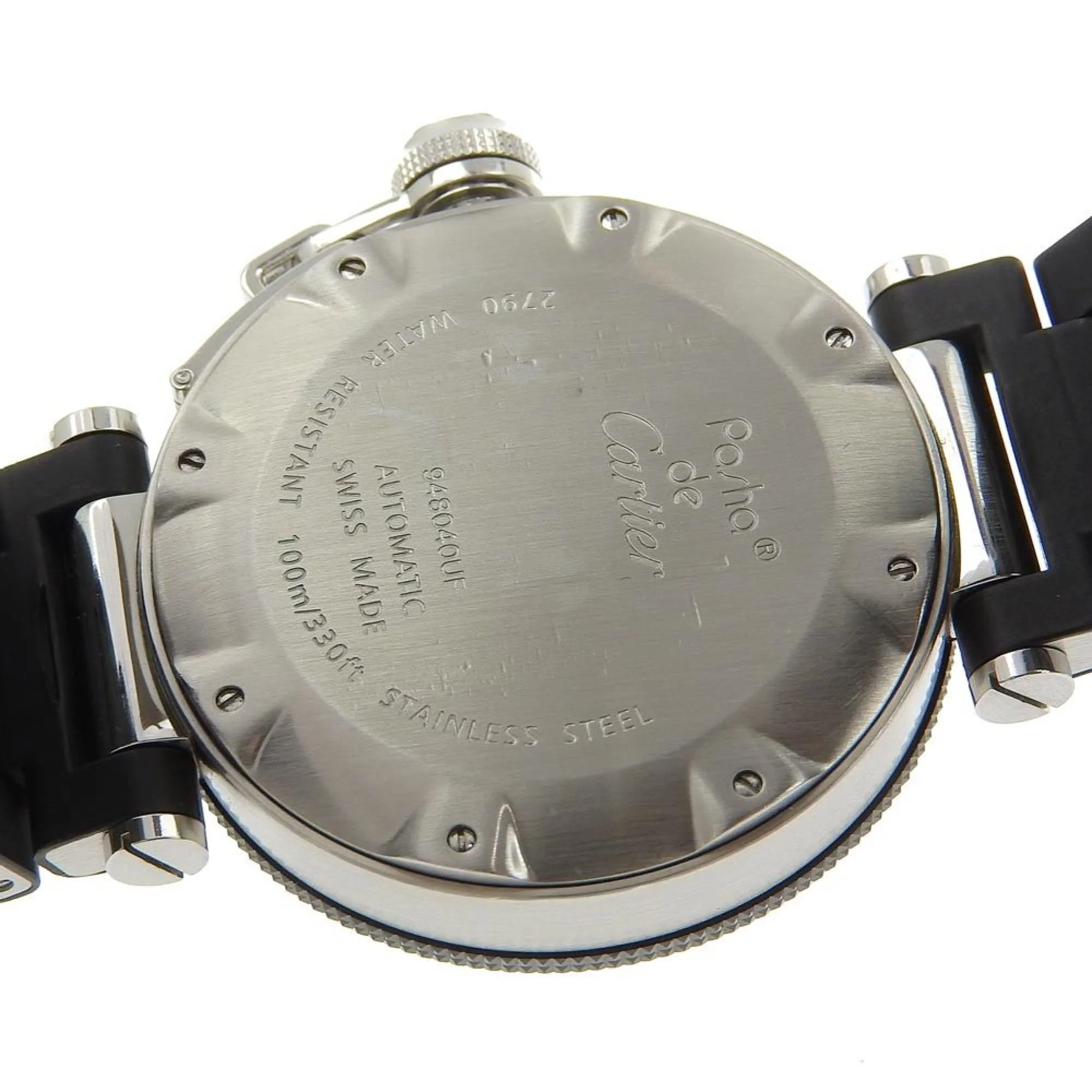 Pre-Owned Cartier CARTIER Pasha Watch Seatimer Date W31077M7 Stainless Steel x Rubber Silver Black Automatic Dial Men's I213023041 (Fair)