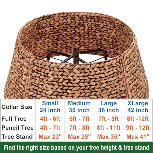 CENBOSS Rattan Christmas Tree Collar, Wicker Tree Skirt & Stand Base Cover (Brown Wash, 24 inch)
