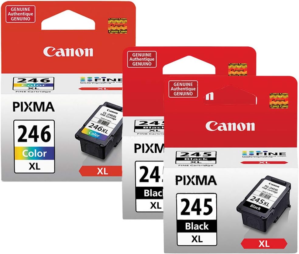 Canon CL-246XL Color Ink Cartridge & Two PG-245XL Black Cartridge Fine Ink Cartridge
