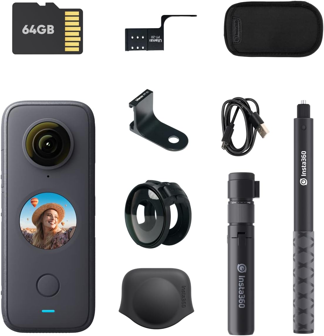 Insta360 ONE X2 360 Degree Waterproof Action Camera, 5.7K 360, Stabilization, Touch Screen, AI Editing, Live Streaming, Webcam, Voice Control