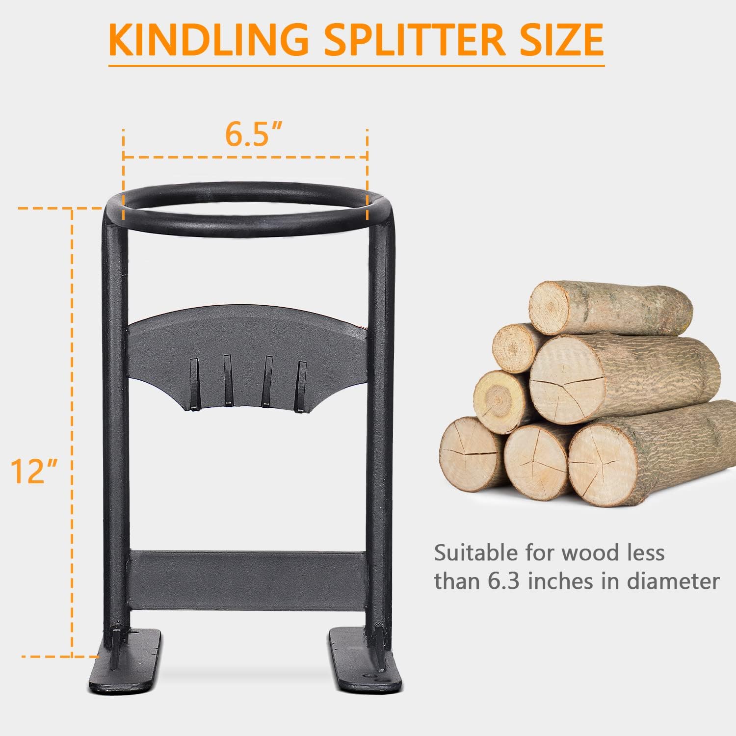 GARDRIT Wood Splitter Cast Steel Firewood Kindling Splitter, Heavy Duty Manual Log Splitter Wedge High-Impact Kindling Splitter Cracker Firewood Cutter