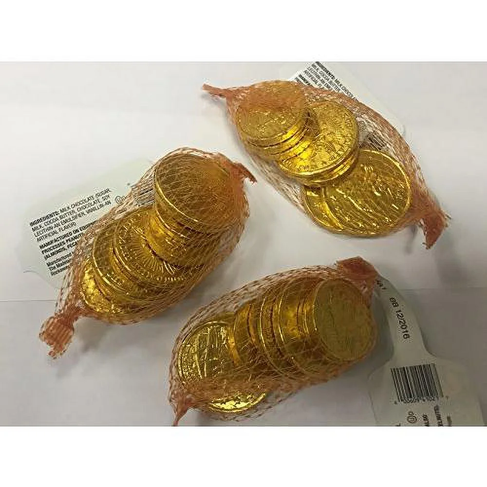 Milk Chocolate Coins, 3 Mesh Bags Of 7 Pieces Each