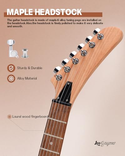 Leo Jaymz DIY Single Cut Electric Guitar Kits with Mahogany Body and Neck - Rosewood Fingerboard and All Components Included (LP Hollow)