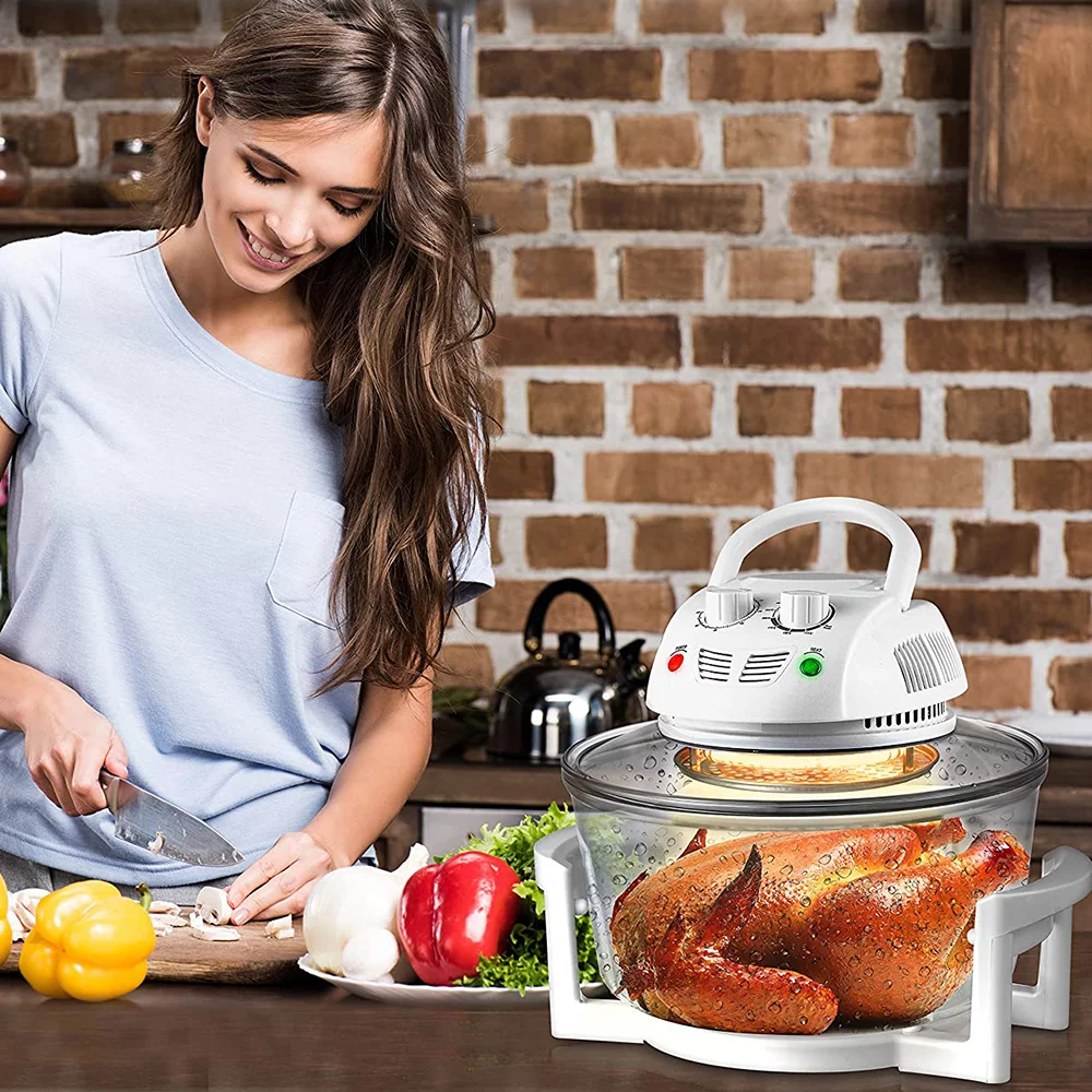 NutriChef PKAIRFR48 Halogen Oven Air-Fryer, Infrared Convection Cooker, Healthy Kitchen Countertop Cooking