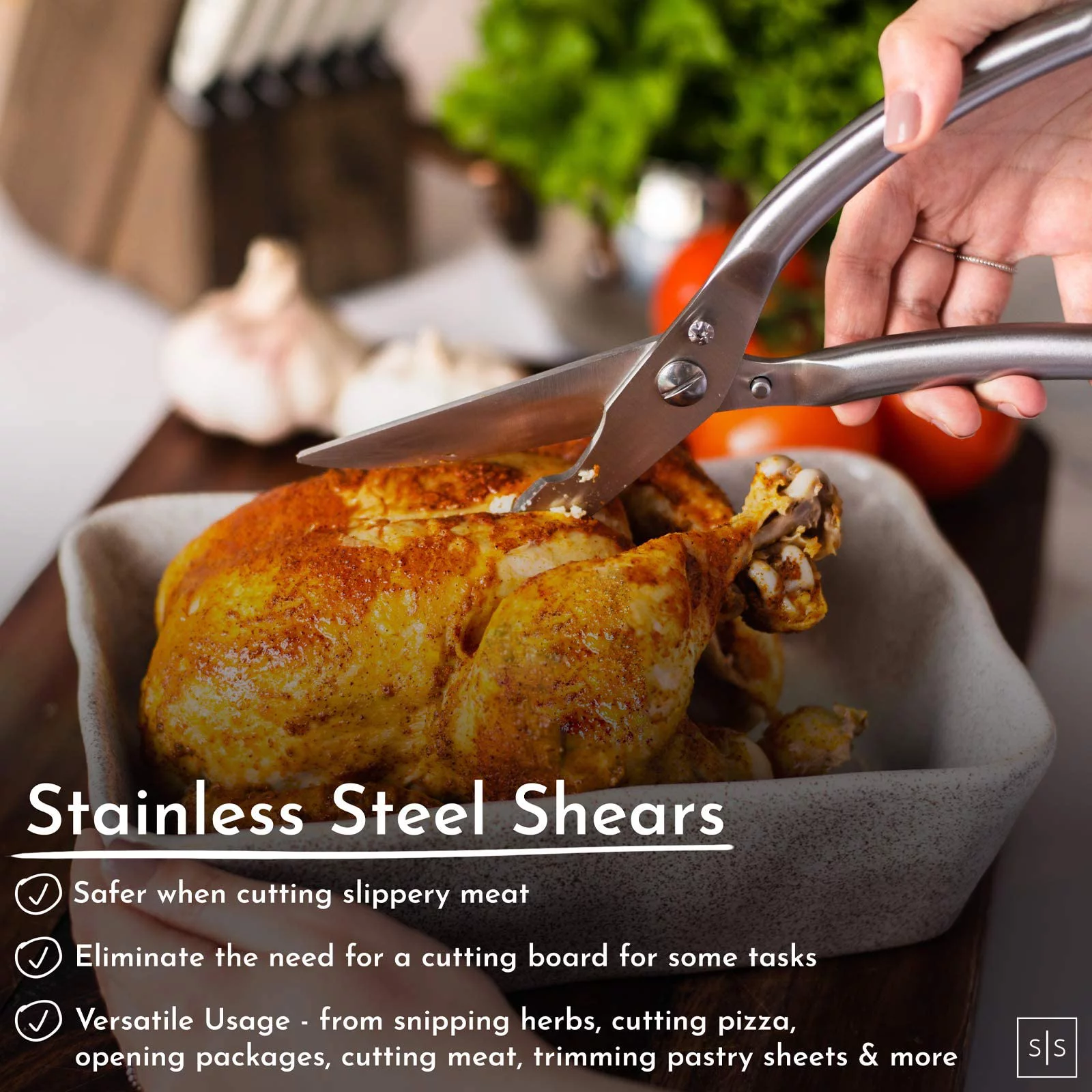 Styled Settings White Stainless Steel Knife Set with Walnut Block with Sharpener