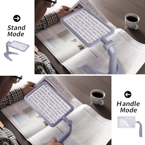 Magnifying Glass with Light, Page 5X Folding Handheld Rectangular Magnifier with 48 Lights for Reading Books & Close Work, Ideal Lighted Magnifying Gift for Low Visions