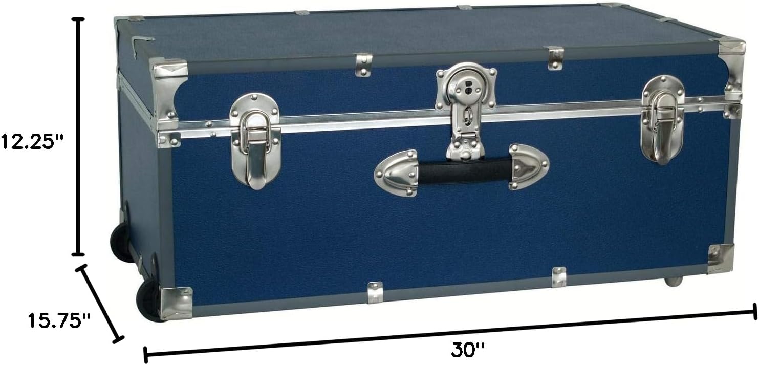 Seward Trunk 30-inch Footlocker Trunk with Wheels Blue