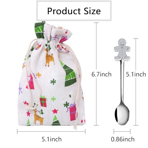 Aneco 24 Pack Christmas Mini Spoons Set Stainless Steel Spoon for Coffee Tea Soup Sugar Dessert Seasoning Ice Cream