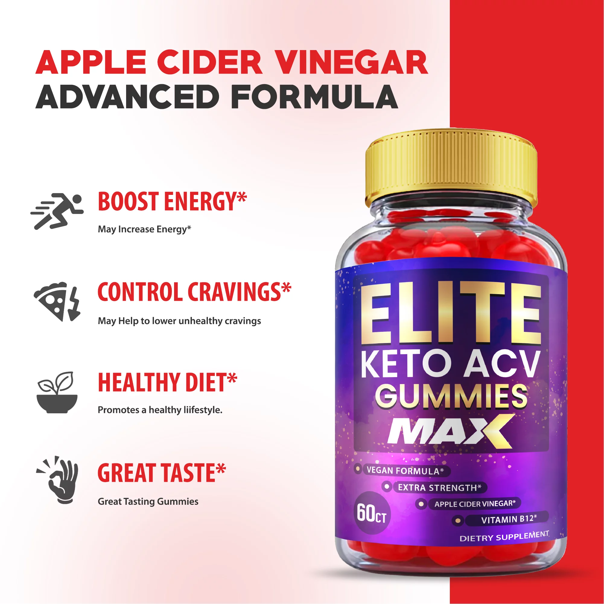 (3 Pack) Keto Elite Max Plus ACV Gummies (180 Gummies)
