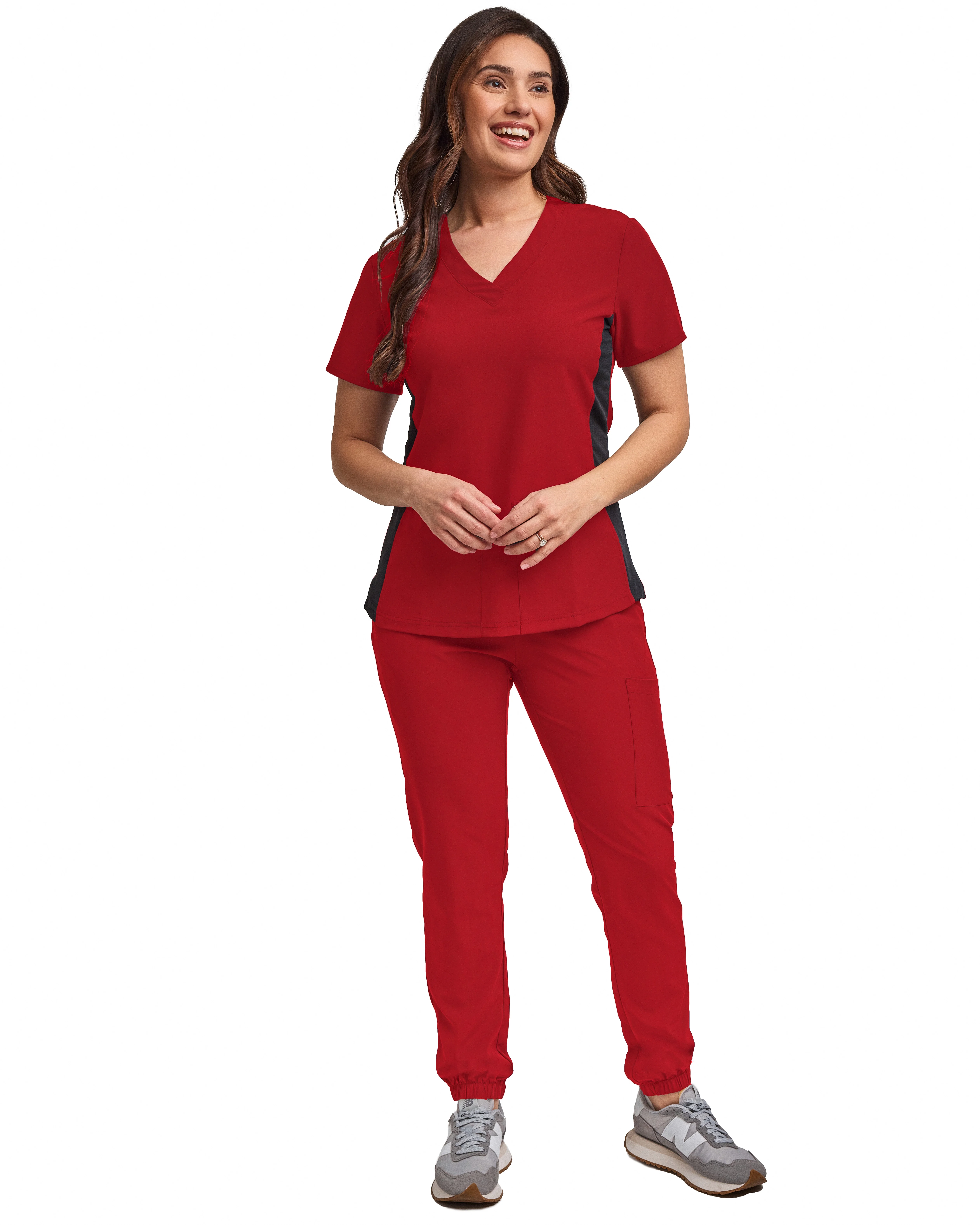 Green Town Scrubs for Women Scrub Set - Jogger Pant and Comfort Stretch V-Neck Top, 5 Pockets, Easy Care Uniforms