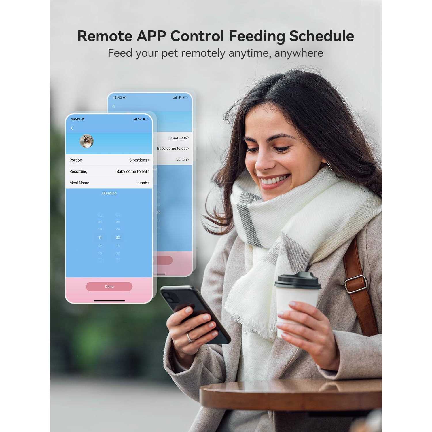 Wopet Automatic Cat Dog Feeder with Camera, App Control Smart Pet Feeder Food, HD Camera for Voice and Video Recording - Pet Supplies online store