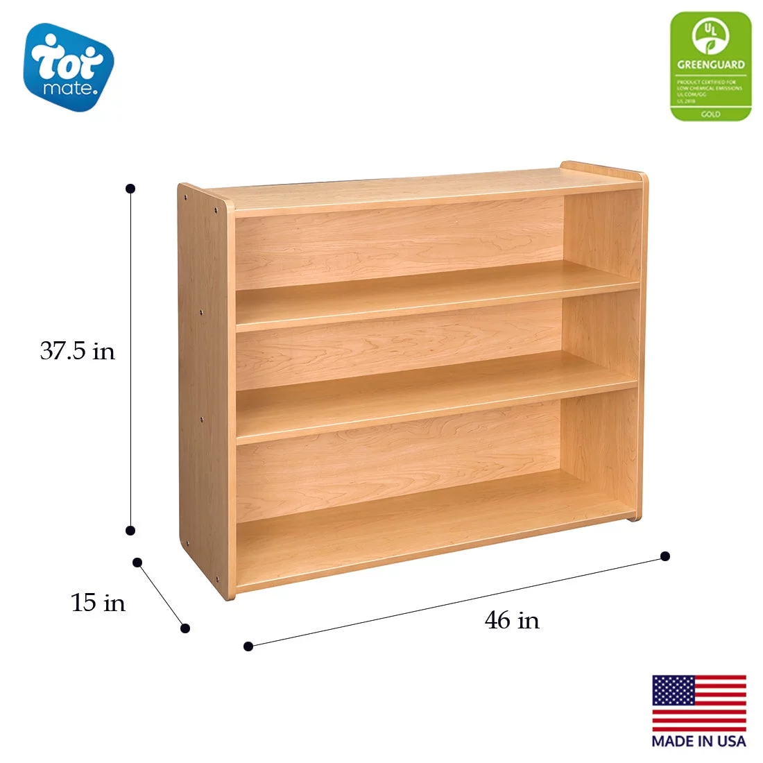 Tot Mate Children's School Age Wooden Shelf Storage Organizer Bookshelf, Shadow Elm Gray, RTA