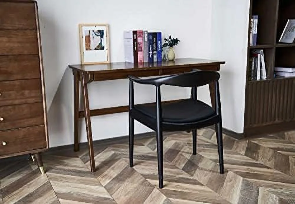 KHBIULIFE Kennedy Armchair Upholstered Dining Chair  Presidential Mid-Century Modern Accent Chair in Black