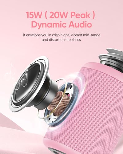 Portable Bluetooth Speaker with Lights, Powerful Crystal Clear Sound, IPX5 Waterproof, All Day Playtime, AUX&TF-Card Input, Bluetooth 5.3, TWS Paring, Small Wireless Speaker for Outdoor, Gift Ideas