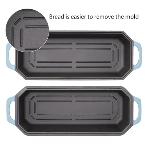Bread Pan Cast Iron Loaf Pan with Lid Bread Loaf Pan 9x5 Inch Loaf Pan Enameled Cast Iron Sourdough Loaf Pan, DarkCyan