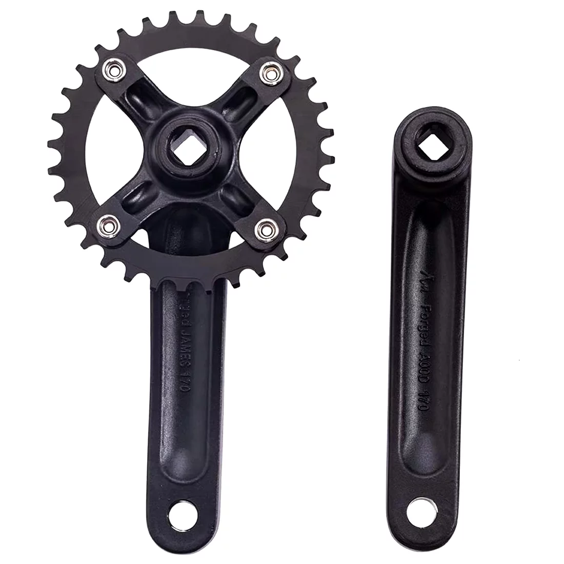 BUCKLOS 104 BCD Mountain Bike Single Speed Crankset, 170mm Square Taper Crankset with Plating Chainring 30/32/34/36/38T (Multicolor)