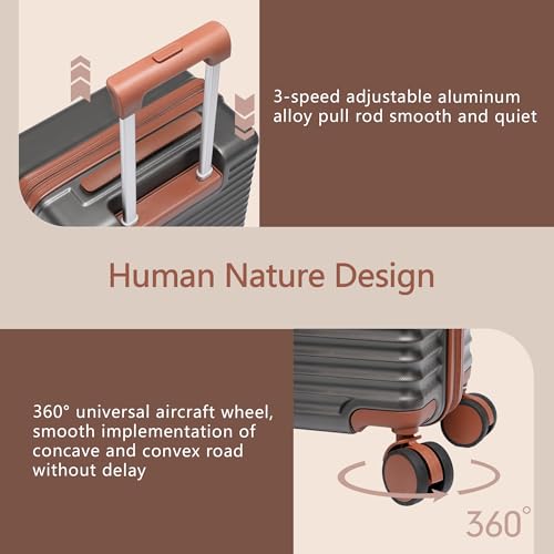 20-Inch Carry on Luggage,Carry-on Suitcase with Spinner Wheels and TSA Lock, 22x14x9 Airline Approved,Hardside Lightweight Travel Carry-on Luggage,Small Rolling Luggage (Beige, 20 Inch)