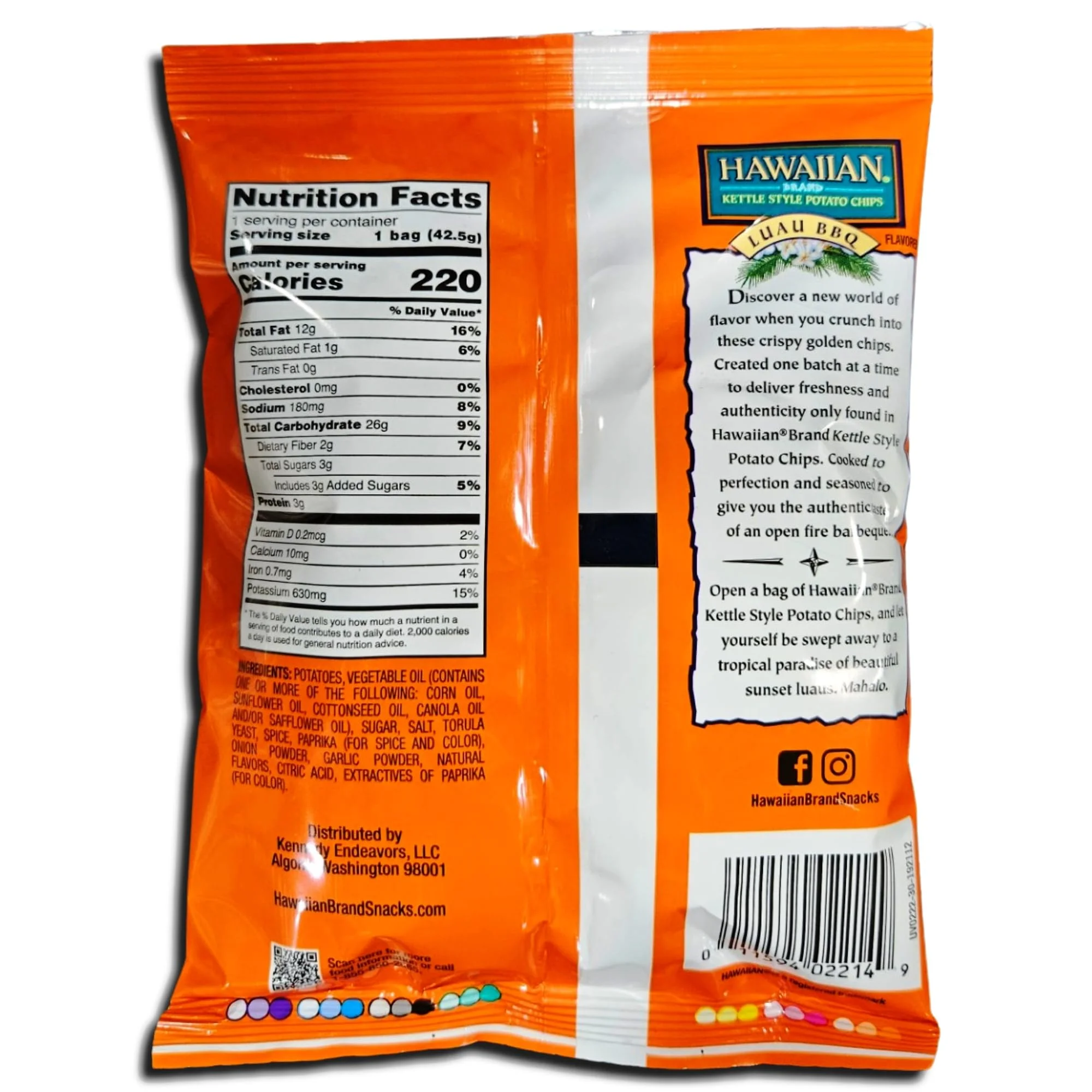 Tribeca Curations | Hawaiian Kettle Style Potato Chips Value Pack | Luau BBQ | Bundled by Tribeca Curations | 1.5 Ounce Bag | Pack of 24