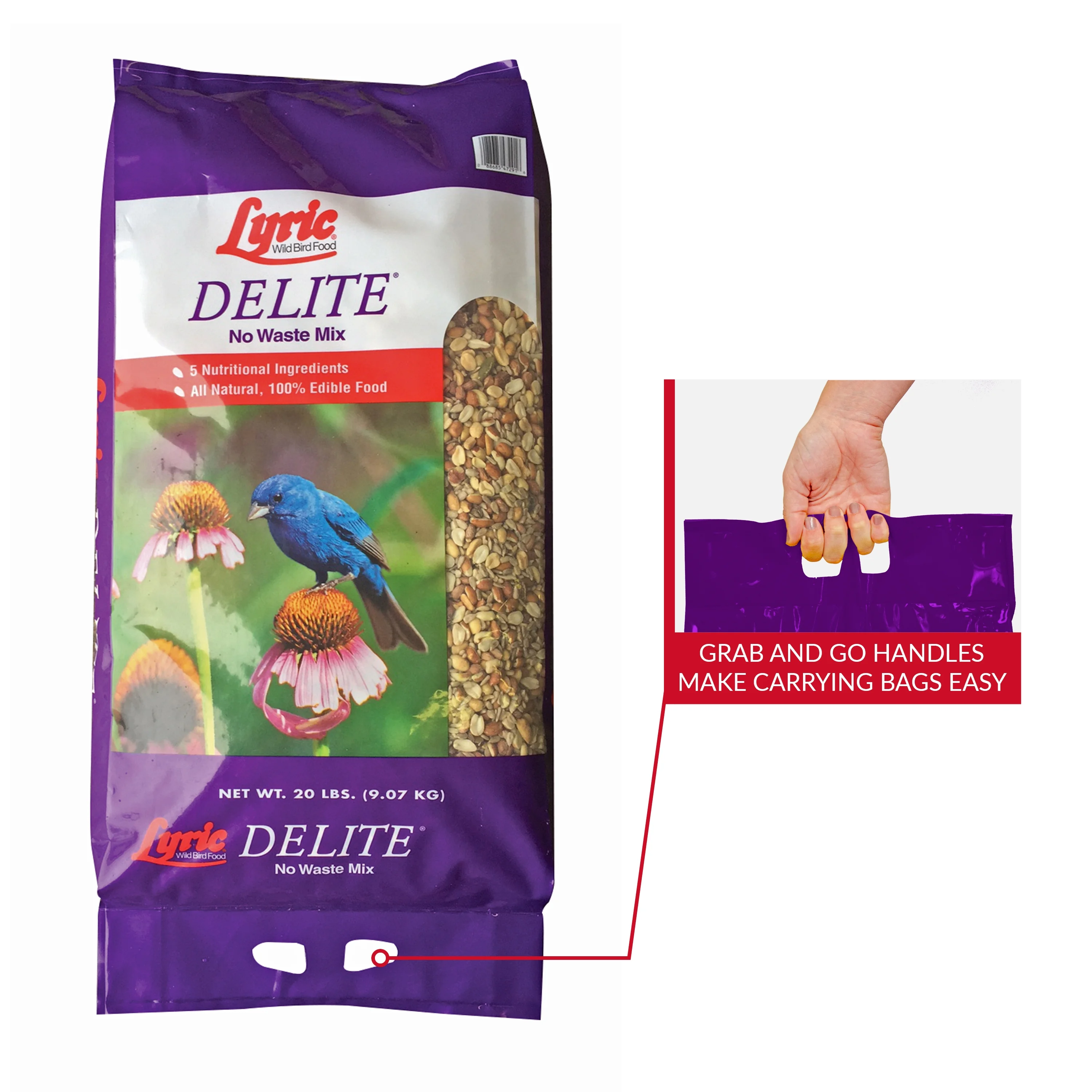Lyric Delite Wild Bird Seed, No Waste Bird Food with Shell-Free Nuts & Seeds - 20 lb. Bag
