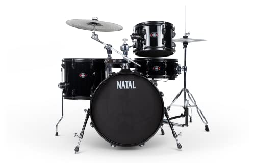 Natal K-DNB-F18-BKS DNA Series Stealth 4-Piece Drum Set Complete with Hardware, Low Volume Cymbals & Throne - Black