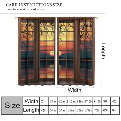 Iceberg Setting Sun Landscape Curtain,Park Snow Tranquil Lake Scenery Printed Rod Pocket Blackout Window Treatments for Bedroom Living Room Decor 42