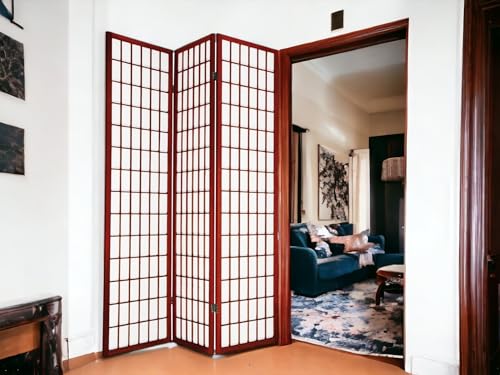 4 Panels Room Divider Privacy Screen Shoji Divider 6ft High Japanese Style Privacy Room Divider (Cherry, 4 Panels)