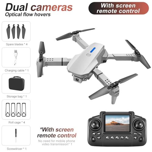 Drone With Camera Remote Control, With Screen Display 2.4G RC Quadcopter Altitude Hold, Toys For Adults Beginners, 9.8x9.8x2.2in (gray)