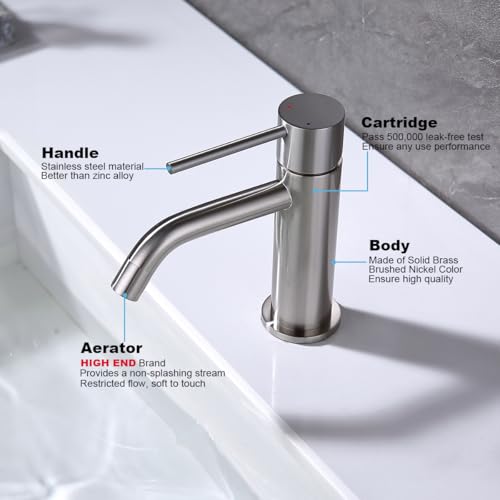 Brushed Gold Vessel Sink Faucet with Pop Up Drain and Supply Lines, Stainless Steel Gold Vanity Faucet Single Hole, JXMMP Single Handle Bathroom Faucet Gold, JXM1001BG