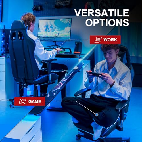 GTRACING Gaming Chair with Footrest, Ergonomic Computer Game Desk Chair, Recline Gaming Chair Seat Height Adjustment, Swivel Rocker with Headrest and Lumbar (Blue)
