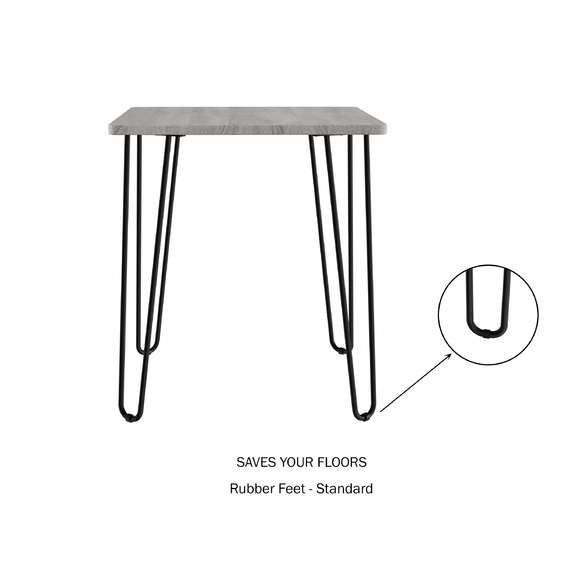 Lavish Home Modern End Table with Hairpin Legs and Woodgrain Finish (Gray)