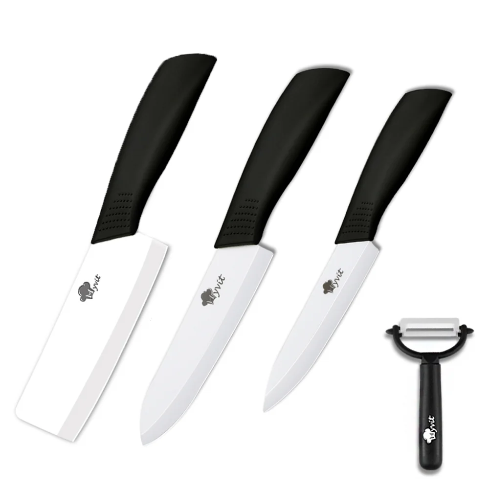 6-inch Ceramic Meat Cleaver Knife Set 4-inch Paring Knife 6-inch Ceramic Chef Knife + Peeler All in One Knives Vegetable Fruit Slicing