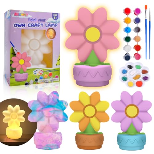ASIOWELY Paint Your Own Ribbon Bow Lamp Kits,Arts and Crafts Supplies for Kids Toys Ages 4-6-8-12,DIY Art Night Light Painting for Girls Ages 5-10,Birthday Gifts for 3-12+ Year Old Toddler Teens Adult