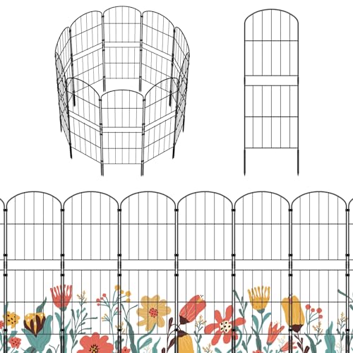 OUSHENG 38in (H) Decorative Garden Fence Fencing, 10ft (L) Rustproof Metal Wire Border Animal Barrier with Plastic Stakes for Dog Yard Patio Outdoor, Arched