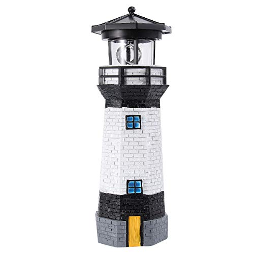 1pc Outside Solar Lights Well Covers for Garden Solar Light Lighthouse Lawn Ornament Lamp Lights Outdoor Garden Lighthouse Lighthouses to Rotate Outdoor Light Led