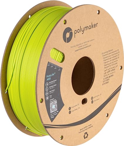 Polymaker ABS Filament 1.75mm Black, ABS 3D Printer Filament 1.75mm Heat Resistant 1kg - PolyLite ABS 3D Printing Filament 1.75mm, Strong & Durable, Dimensional Accuracy +/- 0.03mm