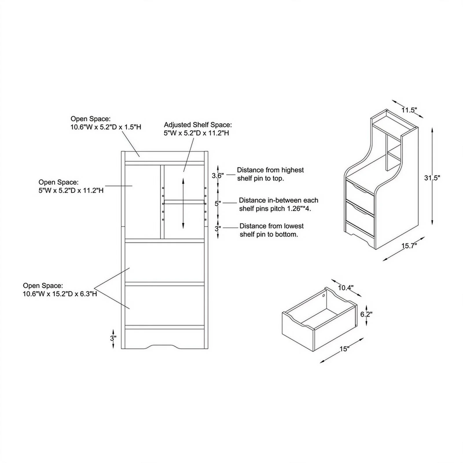 Furniture of America Plose Wood 2-Drawer Nightstand with Open-Shelf in Walnut