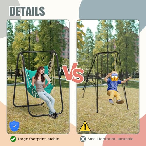 G TALECO GEAR Hammock Chair with Stand,Heavy-Duty and Rustproof Hanging Chair with Stand,Hammock Swing Chair Stand,for Indoor Outdoor Patio Yard Garden Porch (Grey)