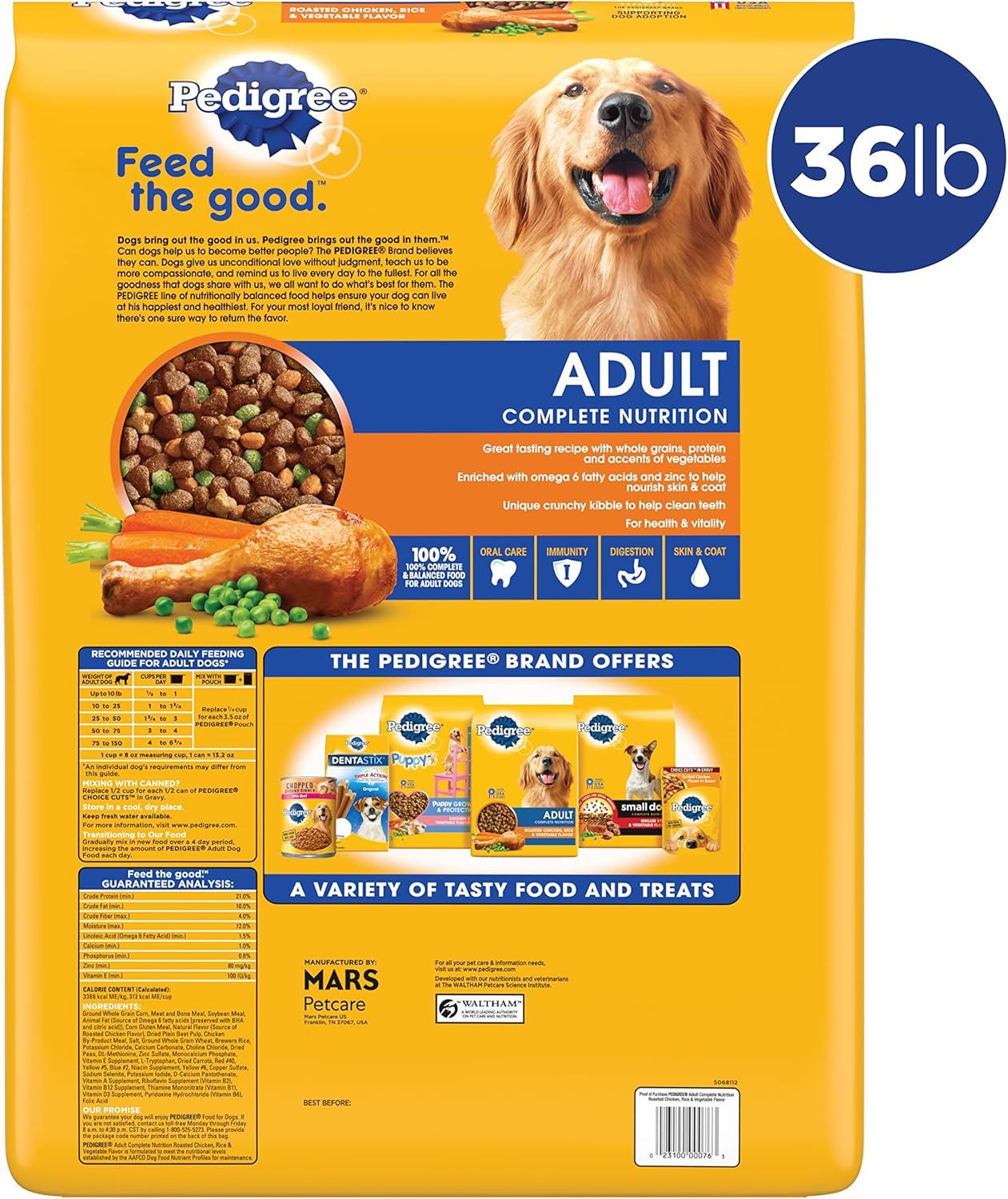 PEDIGREE Complete Nutrition Adult Dry Dog Food Roasted Chicken, Rice & Vegetable Flavor Dog Kibble, 36 lb. Bag